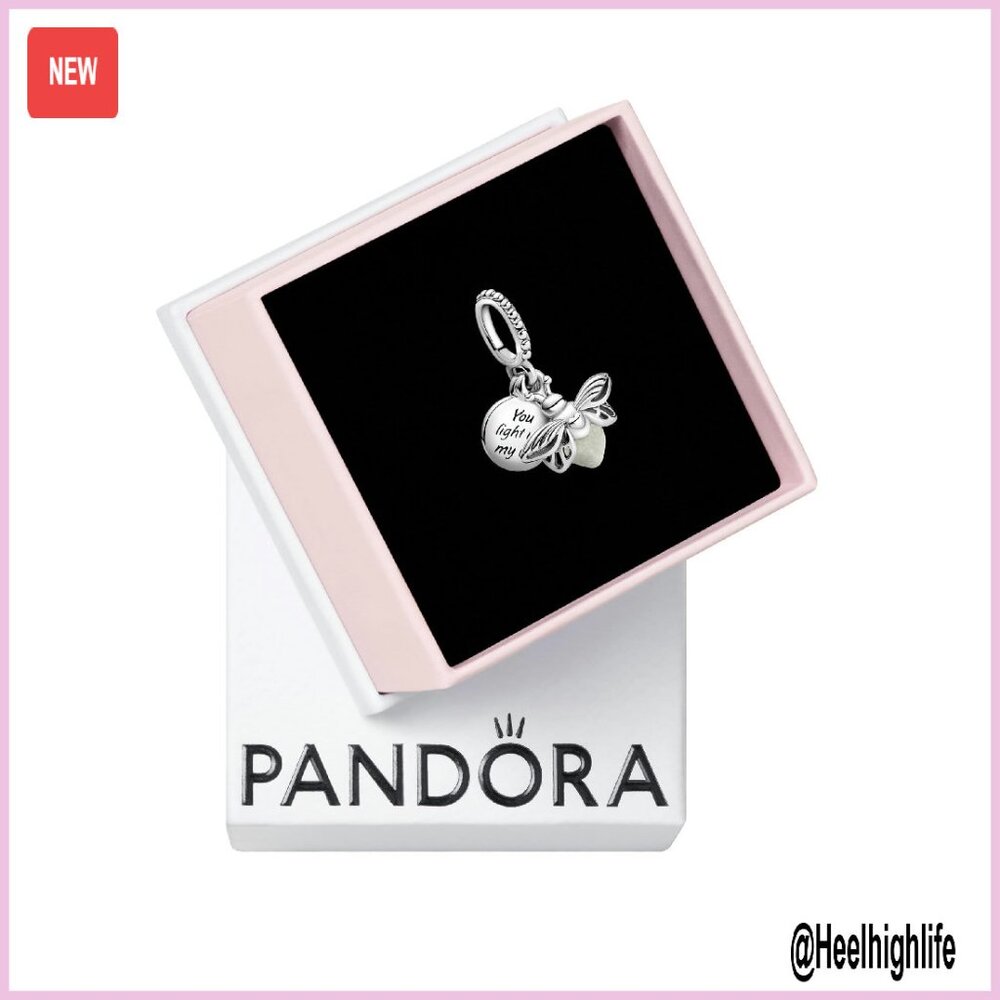 Glow-In-The-Dark Firefly Dangle Charm Sterling Silver Bracelet Accessory